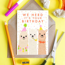 Load image into Gallery viewer, Birthday Llamas - Cute Animal Birthday Card