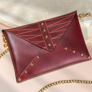 UNA BURKE LEATHER Etched Envelope Clutch