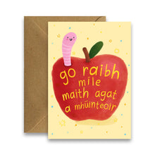 Load image into Gallery viewer, GRMA a Mhúinteoir - Apple Teacher Thank You Card As Gaeilge