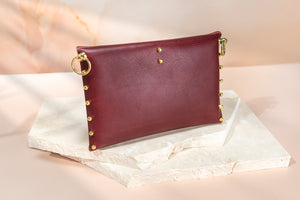 UNA BURKE LEATHER Etched Envelope Clutch