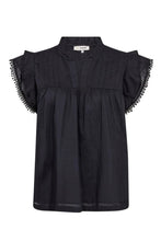 Load image into Gallery viewer, Avery top is a feminine top with ruffle details at the sleeves, which gives a light and decorative look. It has a loose fit and a simple cut that makes it easy to style with both trousers and skirts. The fine details at the shoulders add an elegant touch.

The top is normal in size.

- Top with ruffle sleeves
- Loose fit
- Feminine details
- Light and elegant look

Quality: 100% Cotton