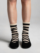 Load image into Gallery viewer, The plain one, done properly.

VILNIUS PATH - Bold stripes in OEKO-TEX® certified wool.

Classic knit, timeless pattern — the kind of sock that looks just as good slouched down, as pulled up.

All our socks are produced in Georgia at our SEDEX-certified factory, ensuring responsible working conditions, high quality standards, and thoughtful production from start to finish.

Wool 84% / Polyamide 11% / Elastane 5%