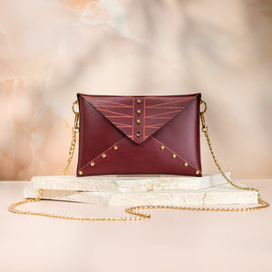UNA BURKE LEATHER Etched Envelope Clutch