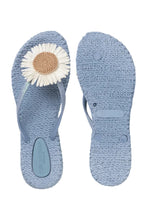 Load image into Gallery viewer, Step into summer with effortless elegance. These charming flip-flops combine beauty and comfort in one light, flexible design—ideal for beach walks, garden gatherings, or warm days in the city. A shimmering thong strap and bold decorative flower elevate this casual essential into a feminine statement piece. With their air-infused sole and gentle massage effect, they’re designed to keep your feet happy all day long.

Lightweight sole with induced air for flexibility and comfort
Structured sole