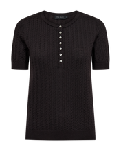 Load image into Gallery viewer, CMEADIE-PULLOVER is a fine-knit wool pullover in regular fit with a soft cable-knit structure and a classic round neck. The short sleeves are finished with a sheer ribbed hem, while the front has a nice button placket and a tone-on-tone embroidered logo on the left chest


Fine knitted wool
Regular fit with short sleeves
Round neck with fine placket
Tone-on-tone embroidered logo on left chest
Back length from shoulder in a size S is 60 cm. Please note that all measurements are indicative and may differ.