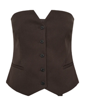 Load image into Gallery viewer, CMTAILOR-CORSAGE is crafted from a woven fabric with a diagonal texture and a close-fitting silhouette. The strapless neckline with a subtle V-detail creates an elegant expression, while shaping darts and welt pockets enhance the tailored look. Front button fastening completes the design.

Woven fabric with diagonal texture
Slim waist-emphasizing fit
Strapless neckline with V-detail at front
Front button fastening &amp; neat front welt fake pockets
Center back length in size S is 33 cm. All measurements 