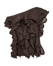 Load image into Gallery viewer, CMTILLY-BLOUSE is a woven lyocell-blend top with a regular silhouette and a striking asymmetric one-shoulder neckline. The style is defined by its dramatic multi-layered ruffle construction that creates soft movement and volume, finished with an invisible side seam

Soft woven lyocell-blend
Sleeveless, regular fit with asymmetric neckline
Exaggerated layered ruffle design with raw edges
Invisible side zipper
Back length from shoulder in size S is 54 cm. All measurements are indicative and may vary