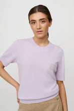 Load image into Gallery viewer, CRETON CHICKA Blouse. A classic blouse with an exclusive touch. This blouse is versatile in the wardrobe that can be styled for both everyday and special occasions sleeve blouse

Looser fit
Monogram with glitter on chest
Ribbed cuffs at collar, bottom and sleeves
Merino wool and cashmere