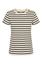 Load image into Gallery viewer, Striped t-shirt made in GOTS-certified cotton
Crafted with short sleeves, an o-neck, and a small logo embroidery at the sleeve.
Your basic striped t-shirt, for everyday use.
The full length is 63,5 cm in size S
- Striped
- Short sleeves
- O-neck
- Logo embroidery
GOTS Certified