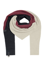 Load image into Gallery viewer, This triangle scarf in unique colour combinations is made from leftover fabrics from this season’s production, that would have otherwise been destroyed.

The colour combinations change with the current collection’s colours.

- 100% EU production
- 70% polyester min. 50% recycled
- 30% viscose min. 20% recycled
- OEKO-TEX® STANDARD 100 cert. no. 2176-347 DTI
- Machine wash, hang to dry