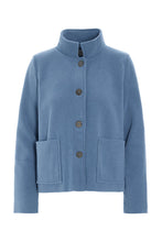 Load image into Gallery viewer, Short cardigan with a shawl collar, pockets and button placket. Short version of the bestseller 7162. Choose your regular size like the model or go oversized for a looser fit.

Perfect as a light stylish piece between seasons and over a shirt for a more classic look. Can also be styled with a pair of shorts and sneakers for summer city tours &amp; open-air concerts.

- 100% EU production
- 70% polyester min. 50% recycled
- 30% viscose
- OEKO-TEX® STANDARD 100 cert. no. 2176-347 DTI
