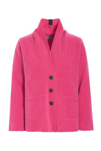 Load image into Gallery viewer, Short cardigan with a shawl collar, pockets and button placket. Short version of the bestseller 7162. Choose your regular size like the model or go oversized for a looser fit.

Perfect as a light stylish piece between seasons and over a shirt for a more classic look. Can also be styled with a pair of shorts and sneakers for summer city tours &amp; open-air concerts.

- 100% EU production
- 70% polyester min. 50% recycled
- 30% viscose
- OEKO-TEX® STANDARD 100 cert. no. 2176-347 DTI
- Machine wash, first tim
