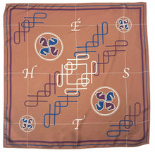 Load image into Gallery viewer, An elegant silk scarf crafted from smooth, lightweight silk with a fluid drape. Designed with graphic pattern and refined border detailing, it adds a polished touch of colour and texture. Versatile and timeless, it’s a refined accessory to elevate both everyday and occasion looks.