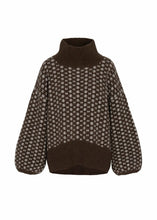 Load image into Gallery viewer, Logo Sweater features a high neckline and bold all-over H logo pattern. Crafted from a soft, luxurious blend of wool, alpaca, and stretch fibres for comfort and shape. A modern statement knit with a shorter front and longer back for a sculpted silhouette.