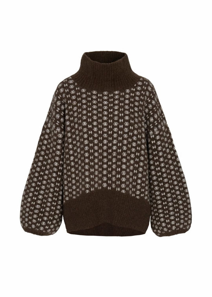 Logo Sweater features a high neckline and bold all-over H logo pattern. Crafted from a soft, luxurious blend of wool, alpaca, and stretch fibres for comfort and shape. A modern statement knit with a shorter front and longer back for a sculpted silhouette.