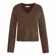 Load image into Gallery viewer, Pernille Sweater features a soft V-neck and refined rib detailing, finished with subtle H embroidery at the hem. Crafted from a cosy alpaca wool blend for warmth and softness. A timeless knit with an effortless, elevated feel.