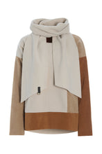 Load image into Gallery viewer, A relaxed blouse  with scarf in HSCPH’s signature fleece, designed with balanced colour combinations. The straight boxy silhouette creates a modern and effortless shape, while the length low the hips adds comfort and ease. Lightweight and uncomplicated to wear, it combines artistic expression with calm everyday dressing. A statement piece designed to stand out in a refined way.
Style it with fleece trousers or denim to let the colours take focus. An easy layer for everyday wear across seasons.