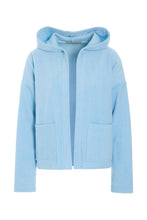 Load image into Gallery viewer, A cardigan with a more sporty look, designed with long sleeves, practical pockets, and a hood. The boxy, cropped silhouette creates a relaxed and modern feel.
Style it with matching fleece pants, a jersey T-shirt, and your favourite sneakers for a comfortable everyday look.
- 100% EU production
- 70% polyester min. 50% recycled
- 30% viscose
- OEKO-TEX® STANDARD 100 cert. no. 2176-347 DTI
- Machine wash and hang to dry, ready to wear after a few hours