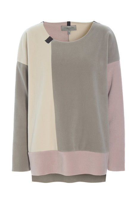 he sweater is longer in the back and has slits up the sides. As part of our PATCH line, this sweater comes in different combinations of our classic, soft colours.
