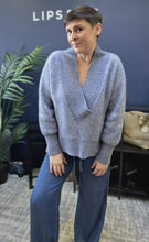 Load image into Gallery viewer, Oversized design with v-neck.

Composition: 13% Kid Mohair, 35% Merino, 49% Nylon, 3% Elastane

Care: Hand wash only