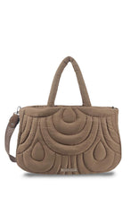 Load image into Gallery viewer, A quilted tote bag with padded handles, a metal zipper, and inner compartments.


This quilted tote bag is designed with a unique pattern, padded handles, and an adjustable logo strap for versatile carrying. It features a metal zipper for secure closure, along with inner compartments for easy organization.

Materials:

Composition: 100% Polyester
Lining: 100% Polyester