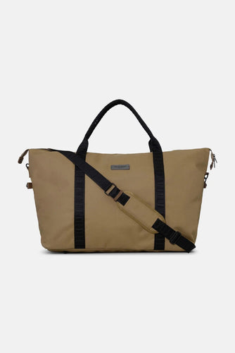 A large holdall bag with handles and crossbody strap. It also features a strap to hold it on your suitcase.

Composition: 100% Polyester