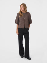 Load image into Gallery viewer, Boxy knit cardigan with wide sleeves and nice deco buttons at front. The quality is soft with a fluffy look. The model is 176cm and wears a size 36.