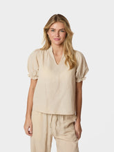 Load image into Gallery viewer, Short sleeve blouse with nice ruffle detail at the collar and shoulder. The blouse has opening at front and puff detail at the sleeve.