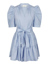 Load image into Gallery viewer, Cute dress in a light poplin quality. The fit is loose with removeable belt, short sleeves and deep V-neck at front. T

he model is 174cm and wears a size 36