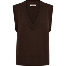 Load image into Gallery viewer, Abby Vest Knit is a soft knitted vest designed in a relaxed silhouette with a deep V-neckline and clean ribbed finishes. The rich Black Coffee shade adds depth and versatility, making it an effortless layering piece for every season.
Size &amp; Fit
• Relaxed fit
• Deep V-neckline
• Hip length
Details
• Soft knitted quality
• Ribbed neckline and hem
• Sleeveless design