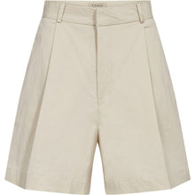 Load image into Gallery viewer, The Allie French Shorts offer a refined take on warm-weather tailoring. Designed in a soft oyster white hue, they feature a clean high waisted silhouette with subtle front pleats that create effortless volume and movement.
Size &amp; Fit
• High waist
• Relaxed fit
• Mid-thigh length
Details
• Front pleats
• Concealed closure
• Belt loops
• Side pockets