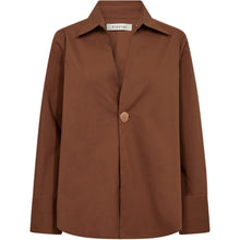 Load image into Gallery viewer, he Tulip Poplin Button Shirt is a refined take on a timeless wardrobe staple. Crafted in crisp poplin, it features a relaxed silhouette with a sharp collar and elongated cuffs for a modern, tailored feel. A single decorative button detail at the front adds a subtle statement.
Size &amp; Fit
• Relaxed fit
• Hip length
• Long sleeves
• Slightly dropped shoulders
Details
• Classic collar
• Decorative front button detail
• Wide cuffs
• Smooth poplin fabric