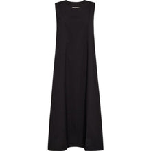 Load image into Gallery viewer, The Tulip Poplin Tie Dress is an elegant expression of modern femininity, defined by its clean lines and fluid silhouette. Crafted in crisp poplin, it features a sleeveless design with a softly flared shape that moves effortlessly with the body.
At the back, a delicate tie detail cinches the waist, creating subtle definition while maintaining an airy, relaxed feel.
Size &amp; Fit
• Relaxed fit
• Midi length
• Sleeveless
• Adjustable waist tie at back
Details
• Round neckline
• Flared silhouette
• Back tie 