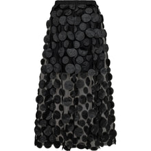 Load image into Gallery viewer, Donna Dot Skirt is a statement maxi skirt defined by dimensional dot appliqués that create movement and texture. The sheer construction adds a light, feminine feel while keeping the silhouette dramatic and refined.
Size &amp; Fit
• Maxi length
• Regular fit
• High waisted
Details
• Dimensional dot appliqués
• Sheer construction
• Lightweight feel
• Statement design