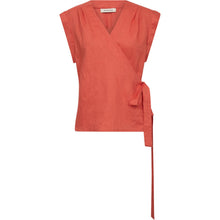 Load image into Gallery viewer, Minimal effort, maximum impact. Lina Wrap Blouse is crafted from crisp linen in a sleeveless design with soft pleats at the shoulders and an elegant V-neckline.
The side tie detail creates a flattering, adjustable fit that feels both feminine and effortless.
Size &amp; Fit
• Regular fit
• Adjustable wrap closure
• Hip length
• True to size
Details
• Sleeveless silhouette
• Side tie fastening
• V-neckline with subtle pleats
• Lightweight and breathable