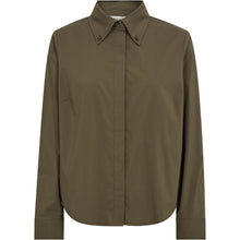 Load image into Gallery viewer, Nyla Poplin Button Down Shirt is a timeless wardrobe staple crafted from crisp cotton poplin. Designed with a relaxed silhouette, concealed button placket, and classic button-down collar.
Size &amp; Fit
• Relaxed fit
• Button-down collar
• Hip length
Details
• Crisp cotton poplin quality
• Concealed button closure
• Button-down collar detail
• Long sleeves with cuffs