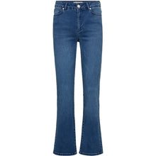 Load image into Gallery viewer, Jelena 360 Jeans in New Navy Mid Blue are crafted for a sleek silhouette with all-day comfort. Designed in our signature 360° stretch denim, they sculpt and support while allowing full flexibility. Featuring a flattering mid waist and a subtle flared leg, they offer a modern update on the classic slim fit.
.
Size &amp; Fit
• Mid-rise waist
• Slim fit through the thigh
• Slightly flared leg
Details
• Classic five-pocket styling
• Button and zip closure
• Belt loops
• Ultra-soft 360° stretch denim in a mid-blue w
