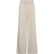 Load image into Gallery viewer, The Miles Pant embodies effortless sophistication with its clean lines and relaxed silhouette. Crafted in a softly textured oyster white melange, it features a fluid wide- eg shape that moves with ease. The elasticated waistband adds comfort while maintaining a refined look
Size &amp; Fit
• High Waist
• Relaxed fit
• Full Lenght
• Wide leg silhouette
Details
• Elasticated waistband
• Subtle textured fabric
• Lightweight, breathable feel