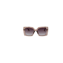 Load image into Gallery viewer, Oversized, glam sunglasses with a sharp graphic expression and an elegant, contemporary look for women. Metal rods with brass coating and tinted glass.
• One size
• Metal eyeglass rods
• Tinted glasses
• 100% recycled polycarbonate
• Delivered in a small organic cotton bag