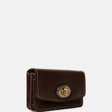 Load image into Gallery viewer, Wallet Small is a sleek and minimalist wallet designed for everyday elegance. It features a refined gold clasp closure that adds a subtle touch of sophistication. On the back, you&#39;ll find a practical zip pocket, and inside, the wallet includes a zip compartment and two open sections - perfect for organizing your cards and small essentials.