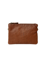 Load image into Gallery viewer, Small Clutch in a timeless design. It includes a detachable/adjustable leather shoulder strap - easily attached to the rings at the top ends.
• Dual top zippers.
• Two Interior Compartments - one with a small zipper pocket and the other with an open mobile pocket.
• Adjustable and Detachable Crossbody Strap
