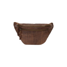 Load image into Gallery viewer, With its classic bum bag shape and soft design, this style is a winner in all aspects, for going out, festivals or just everyday use. In a practical design the bag features two zipper pockets at the front, for essentials to bring along on the go.

• Two Zipper Pockets Front.
• Adjustable Crossover.
• Inside Zipper Pocket.

Made in Urban Leather
A natural milled cow leather defined by its unique features where the original grain pattern has been preserved. A light wax has been applied to enhance the vintage 