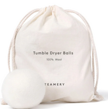 Load image into Gallery viewer, A clever, cost-effective and sustainable option to fabric softeners and plastic dry balls. The dryer balls will cut your tumble dry time and remove static electricity. Since the balls make your fabrics softer, there is no need for a liquid fabric softener.