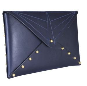 UNA BURKE LEATHER Etched Envelope Clutch