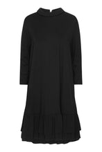 Load image into Gallery viewer, black dress with frill and collar on white background