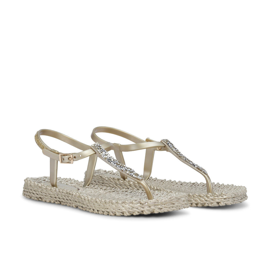 ILSE JACOBSEN Ankle Strap Flip Flops with Glitter