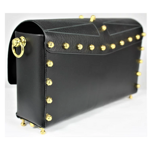 UNA BURKE LEATHER Etched Flapover Crossbody Bag