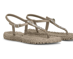 ILSE JACOBSEN Ankle Strap Flip Flops with Glitter